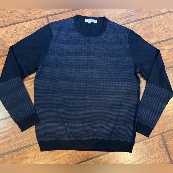 Calvin Klein sweater mens Large navy blue soft Merino Wool Acrylic light comfy - Picture 1 of 11